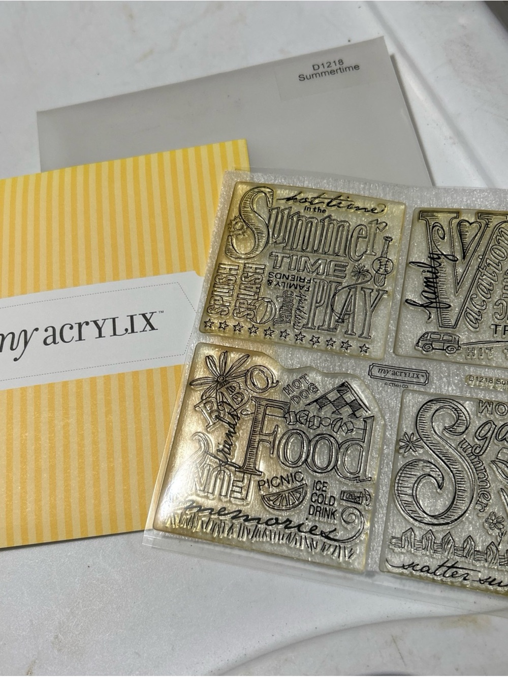 My Acrylix Summer Sentiments Clear Stamp Set in Yellow/Cream